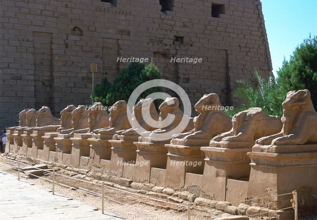 Line of ram-headed sphinxes, temple of Rameses II, Karnak, Egypt, 13th century BC. Artist: Unknown