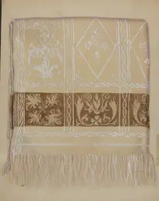 Linen Towel - Brown Border, c. 1937. Creator: Eva Wilson