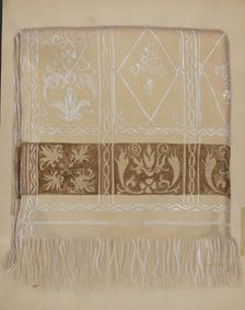 Linen Towel - Brown Border, c. 1937. Creator: Eva Wilson