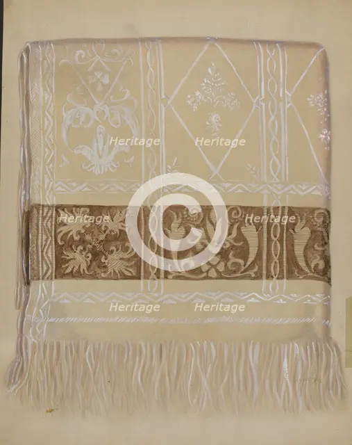 Linen Towel - Brown Border, c. 1937. Creator: Eva Wilson.