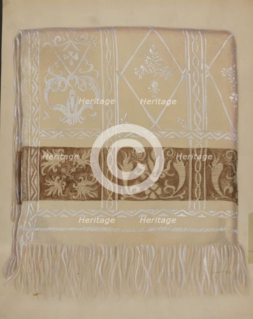 Linen Towel - Brown Border, c. 1937. Creator: Eva Wilson.