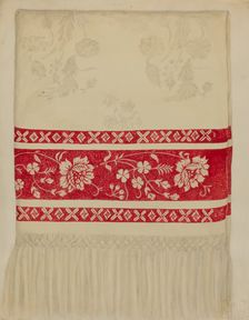 Linen Towel - Flower Design, c. 1936. Creator: Eva Wilson