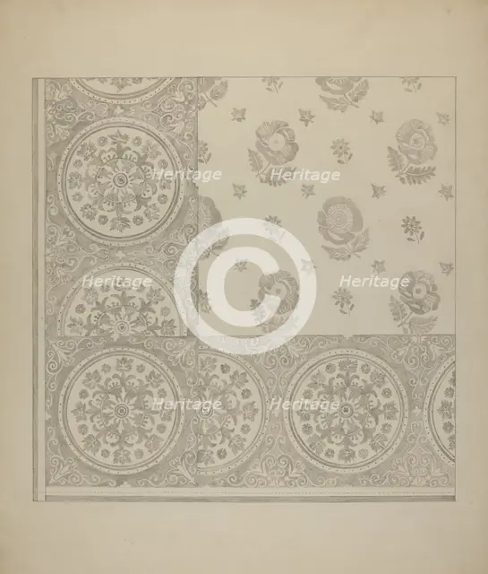 Linen Towel - Flower Design, c. 1937. Creator: Katherine Hastings.