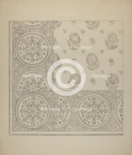Linen Towel - Flower Design, c. 1937. Creator: Katherine Hastings.