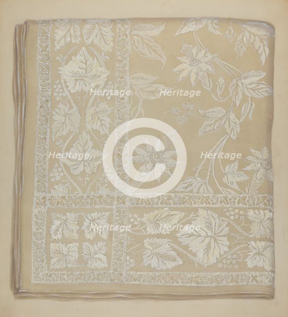 Linen Table Cloth, c. 1937. Creator: Eva Wilson.