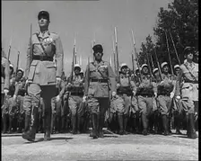 Lines of Male French Foreign Legion Soldiers Marching Towards the Camera During the Bastille...,1939 Creator: British Pathe Ltd