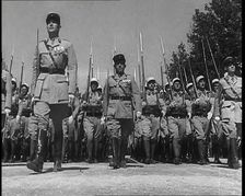 Lines of Male French Foreign Legion Soldiers Marching Towards the Camera During the Bastille...,1939 Creator: British Pathe Ltd