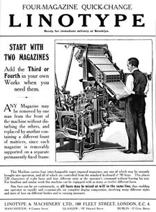 Linotype & Machinery Ltd. advert 1919