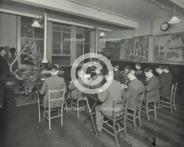 Linotype students at work, Camberwell School of Arts and Crafts, London, 1930.  Artist: Unknown.