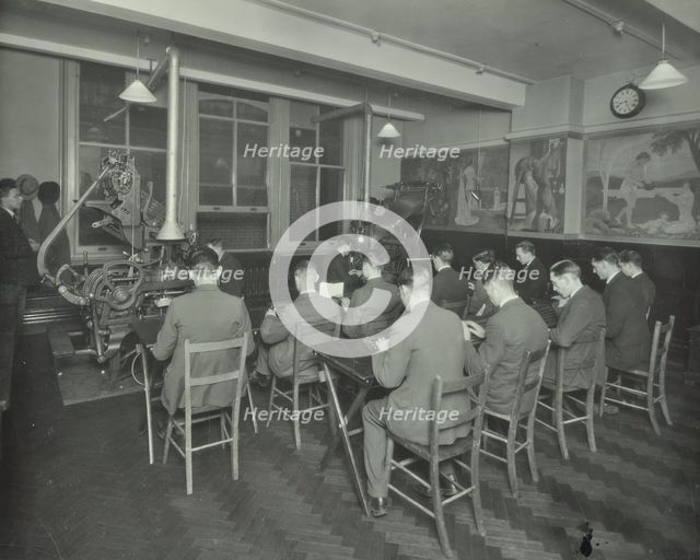 Linotype students at work, Camberwell School of Arts and Crafts, London, 1930.  Artist: Unknown.