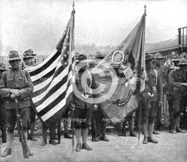'L'Installation en France de L'Avant-Garde Americaine; Les deux drapeaux du 16th..., 1917. Creator: Jean Clair-Guyot.