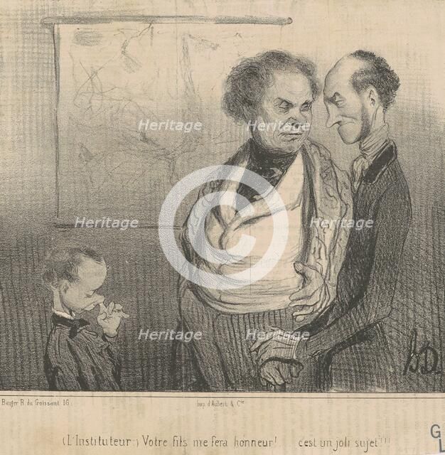 L'instituteur: votre fils me fera honneur!..., 19th century. Creator: Honore Daumier.