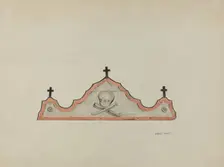 Lintel, over Cemetery Gateway, 1937. Creator: Albert Pratt