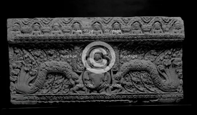Lintel with the Hindu God Indra on His Elephant Mount, 10th century. Creator: Unknown.
