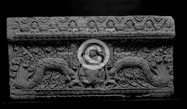 Lintel with the Hindu God Indra on His Elephant Mount, 10th century. Creator: Unknown.