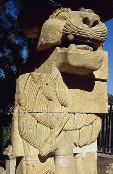 Lion with antelope, Temple of Allat, Palmyra, Syria, 2002. Creator: LTL