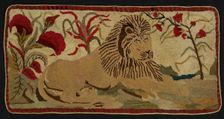 Lion with Palms (Rug), Ohio, 1890/1900. Creator: Unknown