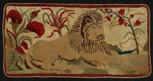 Lion with Palms (Rug), Ohio, 1890/1900. Creator: Unknown