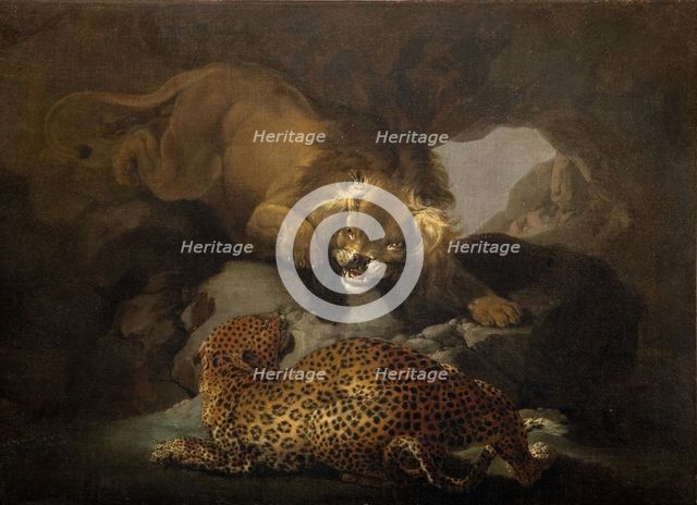 Lion And A Leopard, 1820. Creator: Samuel Howitt.