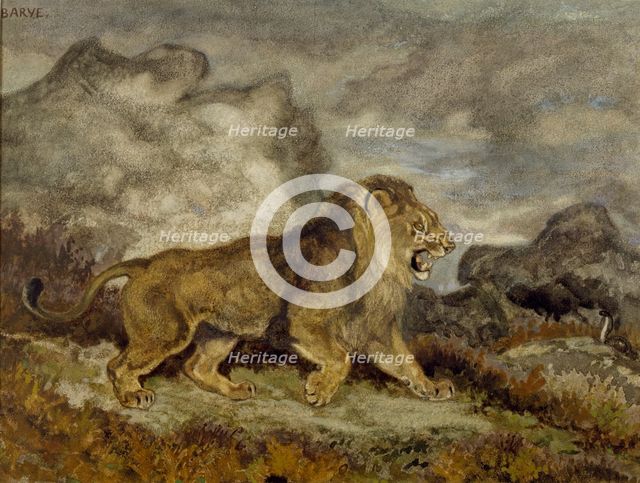 Lion and Serpent, c1840. Creator: Antoine-Louis Barye.