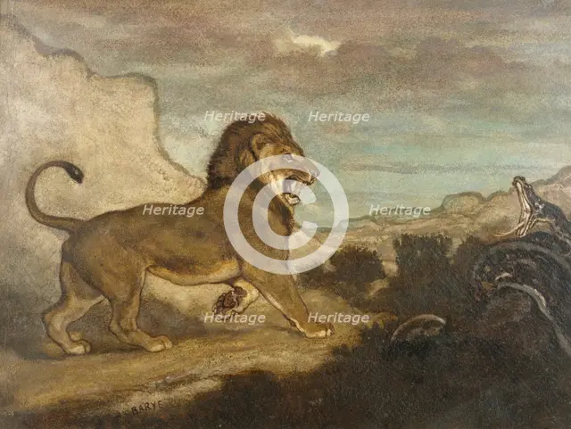 Lion and Python, c1863. Creator: Antoine-Louis Barye.