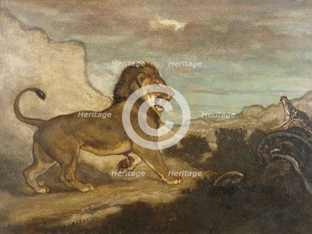 Lion and Python, c1863. Creator: Antoine-Louis Barye.