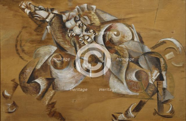 Lion attacking a Horse, 1917-1918. Artist: Yakulov, Georgi Bogdanovich (1884-1928)