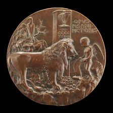 Lion Being Taught by Cupid to Sing [reverse], 1444. Creator: Pisanello