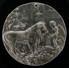 Lion Being Taught by Cupid to Sing [reverse], 1444. Creator: Pisanello