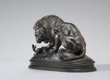 Lion Crushing a Serpent, model 1838, cast by 1873. Creator: Antoine-Louis Barye