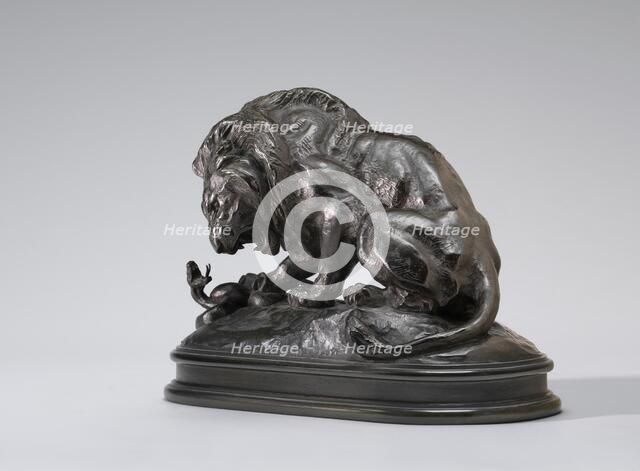 Lion Crushing a Serpent, model 1838, cast by 1873. Creator: Antoine-Louis Barye.