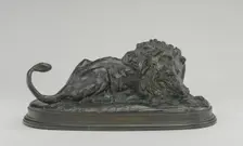 Lion Devouring a Doe, model 1837, cast by 1873. Creator: Antoine-Louis Barye