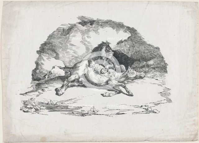 Lion Devouring a Horse, 1818. Creator: Theodore Gericault.