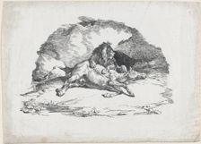 Lion Devouring a Horse, 1818. Creator: Theodore Gericault