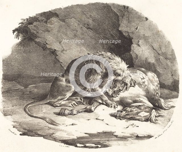 Lion Devouring a Horse, 1823. Creator: Theodore Gericault.