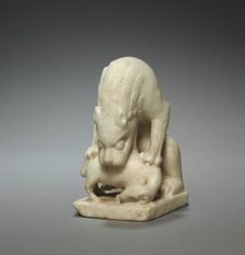 Lion Devouring a Lamb, early 700s. Creator: Unknown