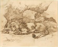 Lion Devouring a Rabbit, n.d. Creator: Eugene Delacroix