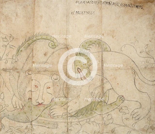 Lion Fighting a Dragon, 18th century. Creator: Unknown.
