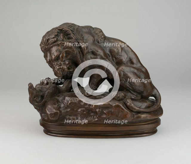Lion Fighting a Serpent, 1847/55. Creator: Antoine-Louis Barye.