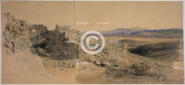 Lion gate in Mycenae, 1834. Creator: Carl Rottmann.
