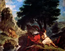 Lion Hunt in Morocco 1854. Artist: Eugène Delacroix
