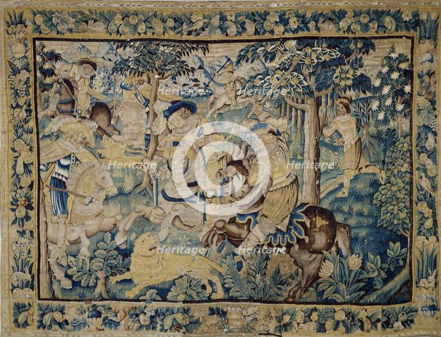 Lion Hunting. Tapestry, 17th century. Creator: Anonymous master.