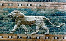 Lion passant from wall of the sacred way to the Ishtar Gate, Babylon (Iraq), c575 BC