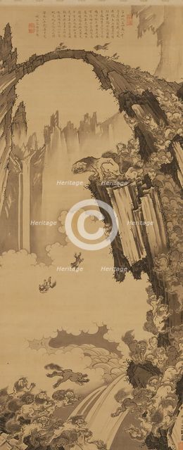 Lions at the Stone Bridge of Mount Tiantai, 1779. Creator: Soga Shohaku.