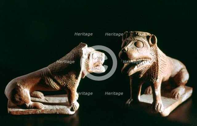Lions, from Kerkouane, Tunisia, 3rd century BC. Artist: Unknown