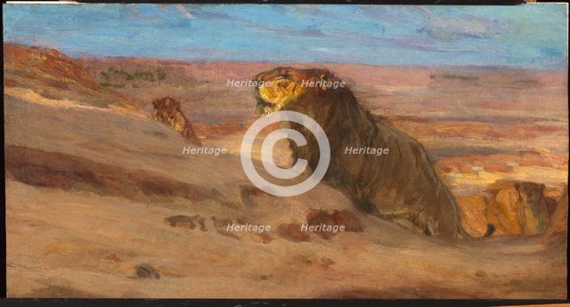 Lions in the Desert, ca. 1897-1900. Creator: Henry Ossawa Tanner.