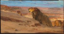 Lions in the Desert, ca. 1897-1900. Creator: Henry Ossawa Tanner