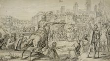 Lisbon Captured by French Troops under Robert of Normandy. Creator: Crispijn van de Passe