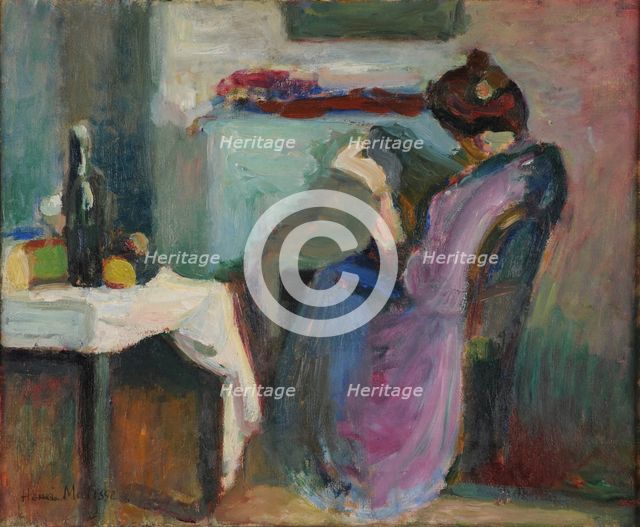 Liseuse en robe violette (Reader in purple dress), 1898. Creator: Matisse, Henri (1869-1954).