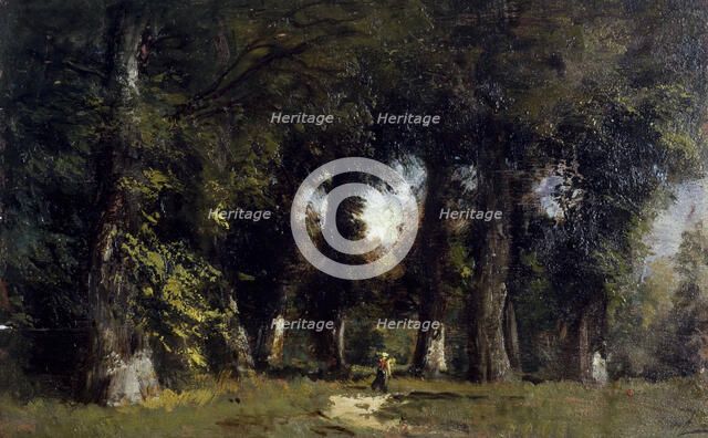 Lisière de forêt (au recto), Paysage animé (au revers), between 1850 and 1860. Creator: Felix Francois Georges Philibert Ziem.